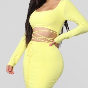 Yellow Wrap Around Bodycon Dress